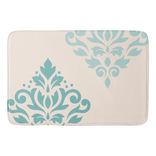 Rulla Damask Art I Teals på Cream Badrumsmatta (Framsidan)