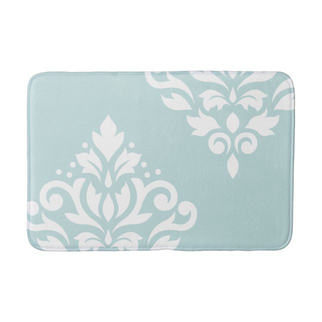Rulla Damask Art I White på Anka Egg Blue Badrumsmatta (Framsidan)