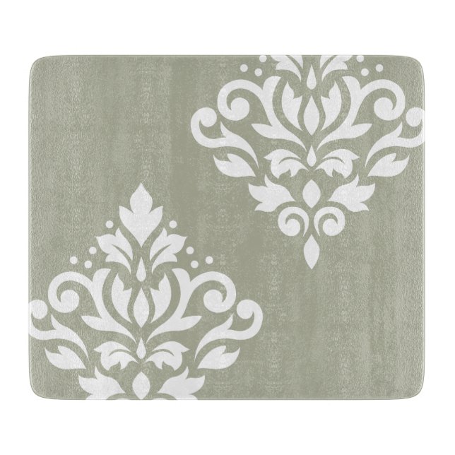 Rulla Damask Art I White på Grönt (Framsidan)