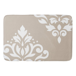 Rulla Damask Art I White på Light Taupe Badrumsmatta