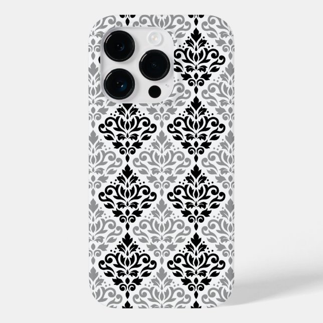 Rulla Damask Big Mönster Black Grått White (Baksida)