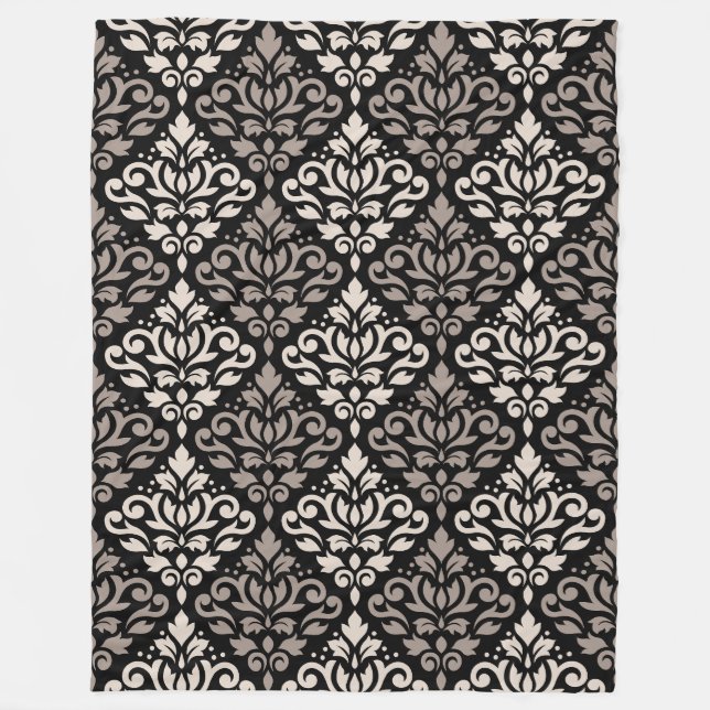 Rulla Damask Big Mönster Taupe Cream Black Fleecefilt (Framsidan)