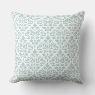 Rulla Damask Big Ptn Anka Egg Blue (B) på White Kudde