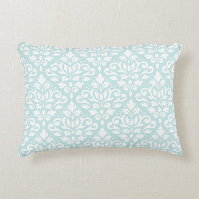 Rulla Damask Big Ptn White på Anka Egg Blue Prydnadskudde (Framsidan)