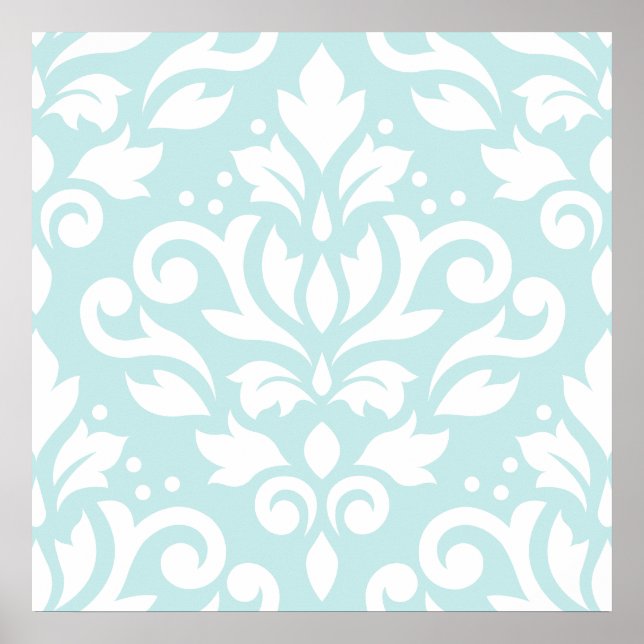 Rulla Damask Lg Design White på Anka Egg Blue Poster (Framsidan)