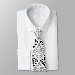 Rulla Damask Lg Mönster Black Grått White Slips