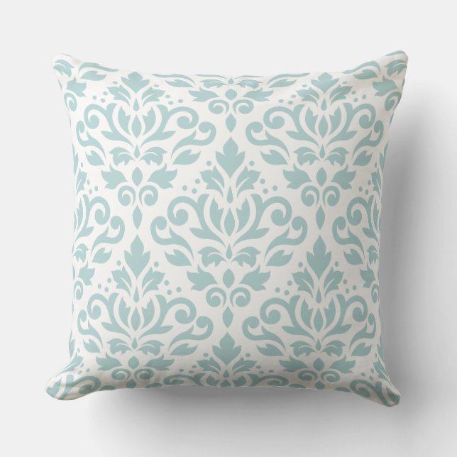 Rulla Damask Lg Ptn Anka Egg Blue (B) on White Kudde (Framsida)