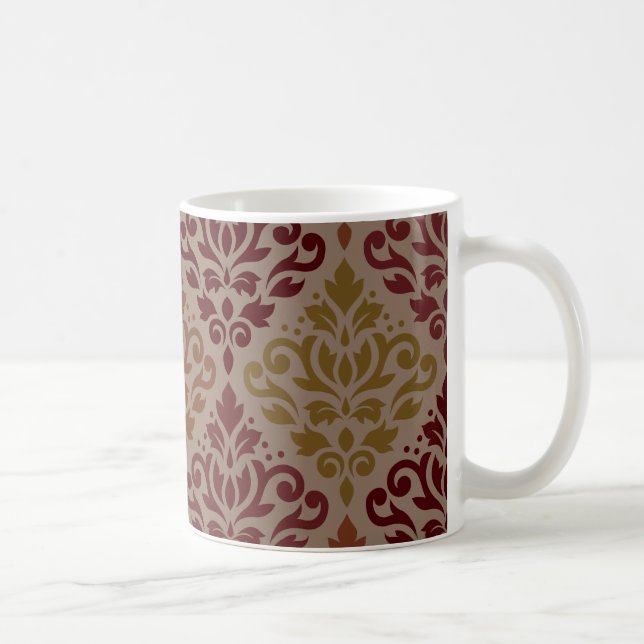 Rulla Damask Lg Ptn  Orange Guld Taupe Kaffemugg (Höger)
