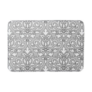 Rulla Damask Lg Ptn White (svart linje) Grått Badrumsmatta