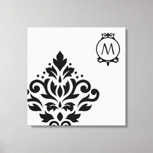Rulla Damask off-set I (initial Ornate) BW Canvastryck