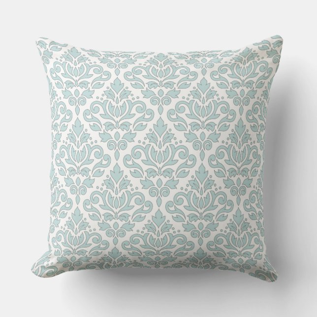 Rulla Damask Pattern Grått Line Anka Egg Blue Wt Kudde (Framsida)