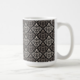 Rulla Damask Pattern Taupe Cream Black Kaffemugg