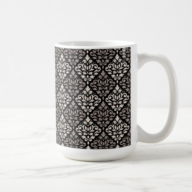 Rulla Damask Pattern Taupe Cream Black Kaffemugg (Höger)