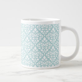 Rulla Damask Pattern White på Anka Egg Blue (B) Jumbo Mugg