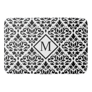 Rulla Damask Ptn Black on White (Personlig) Badrumsmatta