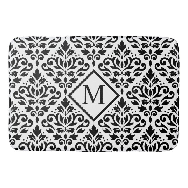 Rulla Damask Ptn Black on White (Personlig) Badrumsmatta (Framsidan)