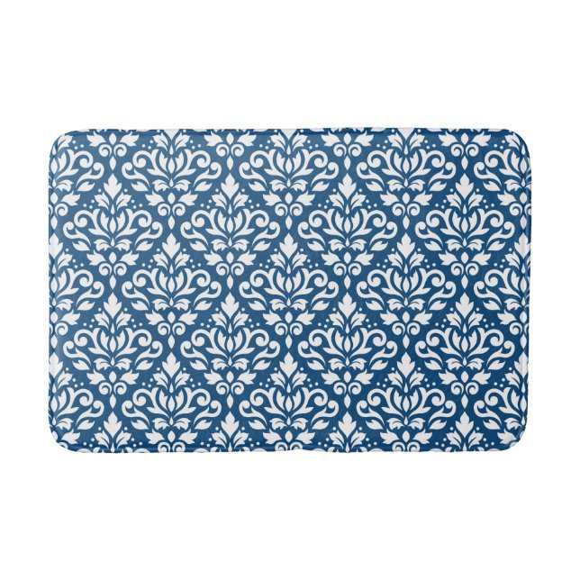 Rulla Damask Ptn White på DK Blue Badrumsmatta (Framsidan)