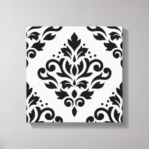 Rulla Damask Stor design (B) Svartvit Canvastryck