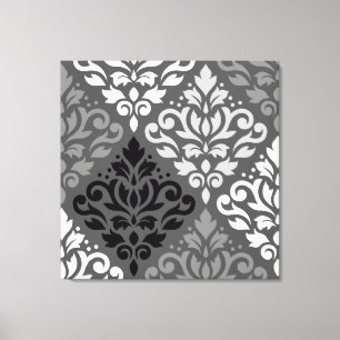 Rulla Damask Stor off-set Ptn BW & Grays Canvastryck
