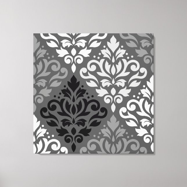 Rulla Damask Stor off-set Ptn BW & Grays Canvastryck (Framsida)