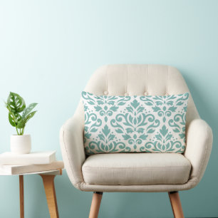 Rulla Damask Teal Large Mönster Lumbarkudde