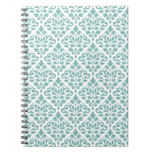 Rulla Damask Teal Mönster Anteckningsbok