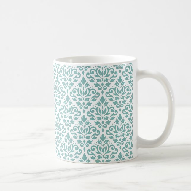 Rulla Damask Teal Mönster Kaffemugg (Höger)