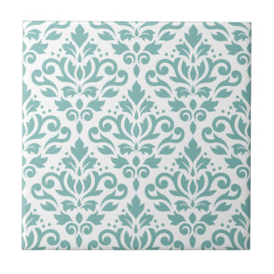 Rulla Damask Teal Mönster Kakelplatta