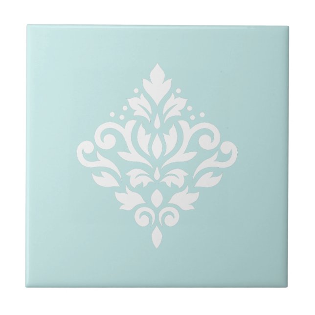 Rulla Damask White på Anka Egg Blue Kakelplatta (Framsidan)