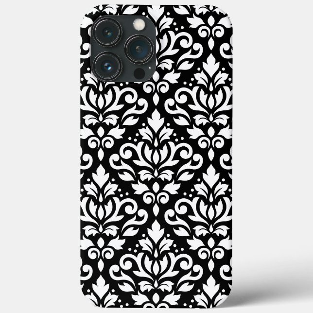 Rulla Damask White på Black Large Mönster (Baksida)