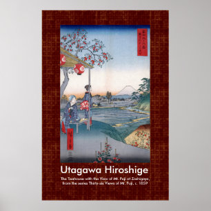 Rulla Design Hiroshige Mt Fuji genom Vågar Poster