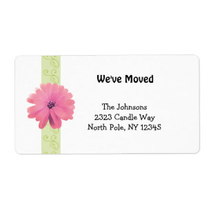 Rulla design med Rosa blomma Ny adress Fraktsedel