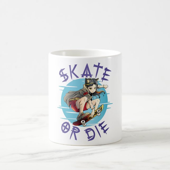 Rulla eller dö Skateboarderska Kaffemugg (Center)