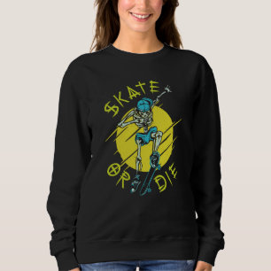 Rulla eller dö Skeleton Skateboardåkare T Shirt