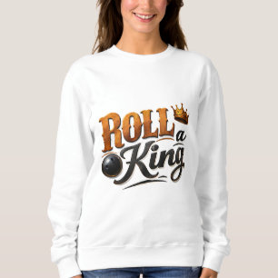 Rulla en kunglig bowlingkrona & boll-typografi-svä t shirt
