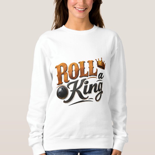 Rulla en kunglig bowlingkrona & boll-typografi-svä t shirt (Framsida)