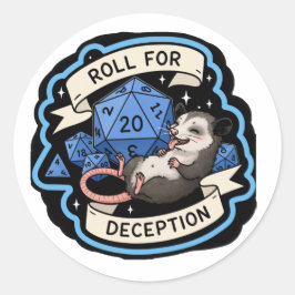 Rulla För Bedrägeri Rolig Possum D20 RPG Klistermä Runt Klistermärke