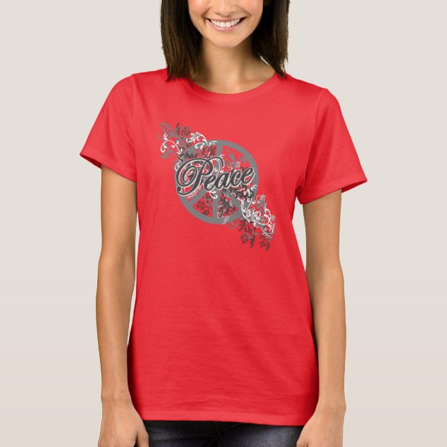 Rulla för Blommigten Filigree i fredsteckenet T-shirt (Framsida)