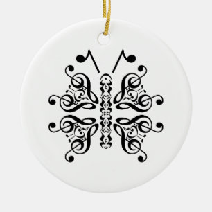 Rulla för Musical Butterfly Music Note Julgransprydnad Keramik