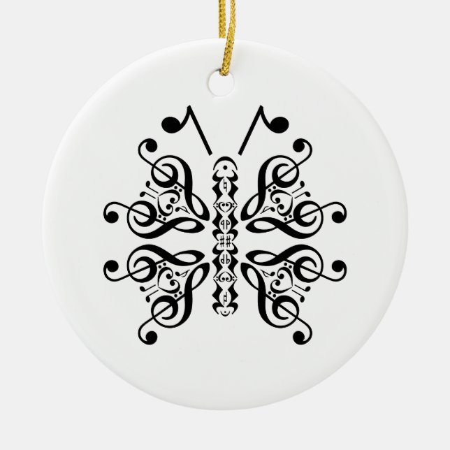 Rulla för Musical Butterfly Music Note Julgransprydnad Keramik (Framsidan)