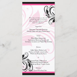 Rulla för svart och Mörk Rosa Blommigt  Bröllop Me Meny