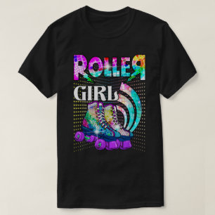 Rulla Girl Skater Skating Retro 70s 80s Disco T Shirt