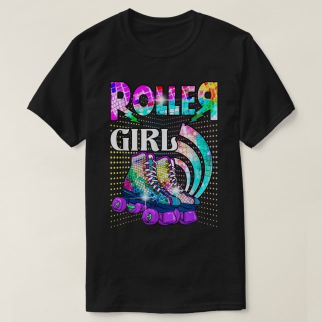 Rulla Girl Skater Skating Retro 70s 80s Disco T Shirt (Design framsida)
