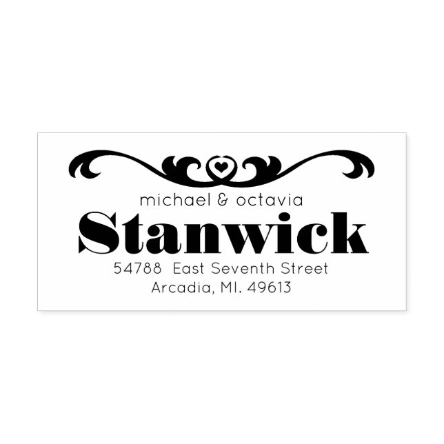 Rulla Heart Anpassningsbar Returadress Rubber Frim Stämpel (Tryck)