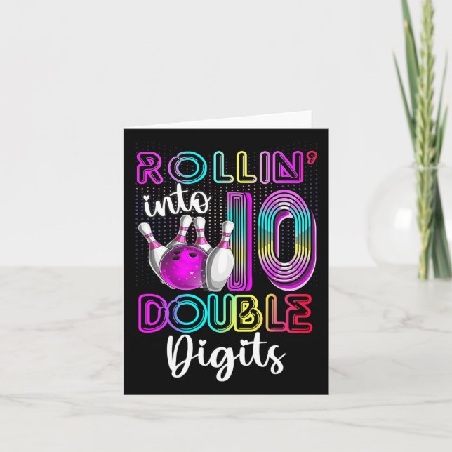 Rulla in i 10 Dubbla siffror 10-års födelsedag bow Kort (Framsida)