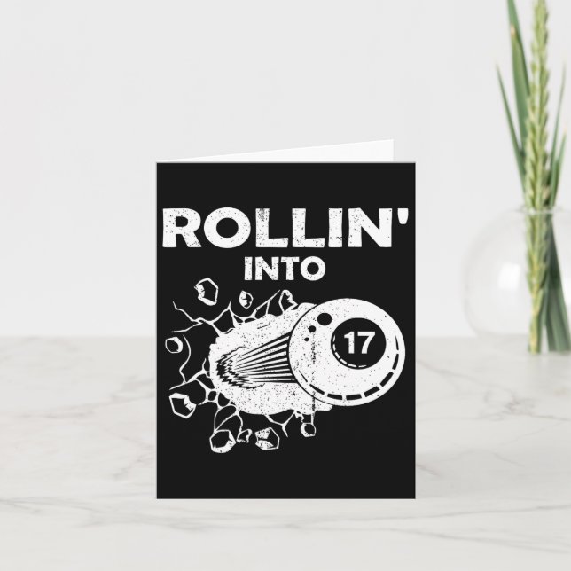 Rulla in i 17 Biljard 17-årsdag Flaming Bil Kort (Framsida)