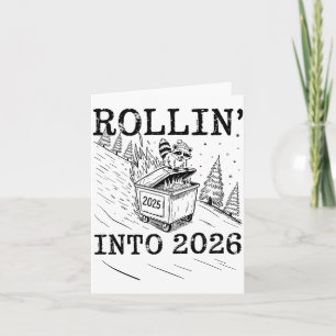 Rulla in i 2026 Raccoon Dumpster Fire Nyår M Kort