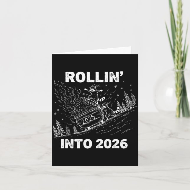 Rulla in i 2026 sopträffa nyårsfest kul kort (Framsida)