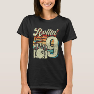 Rulla in i 9 Bowling Födelsedagsfest 9-årsdag T Shirt