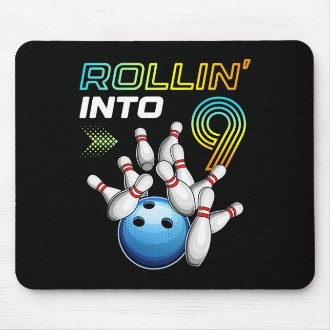 Rulla in i 9 Retro bowling födelsedagsfest 9-årsda Musmatta (Framsidan)